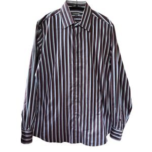 Express MX Mod Fit Mens‎ Medium Purple Blue Striped Stretch Cotton Button Down